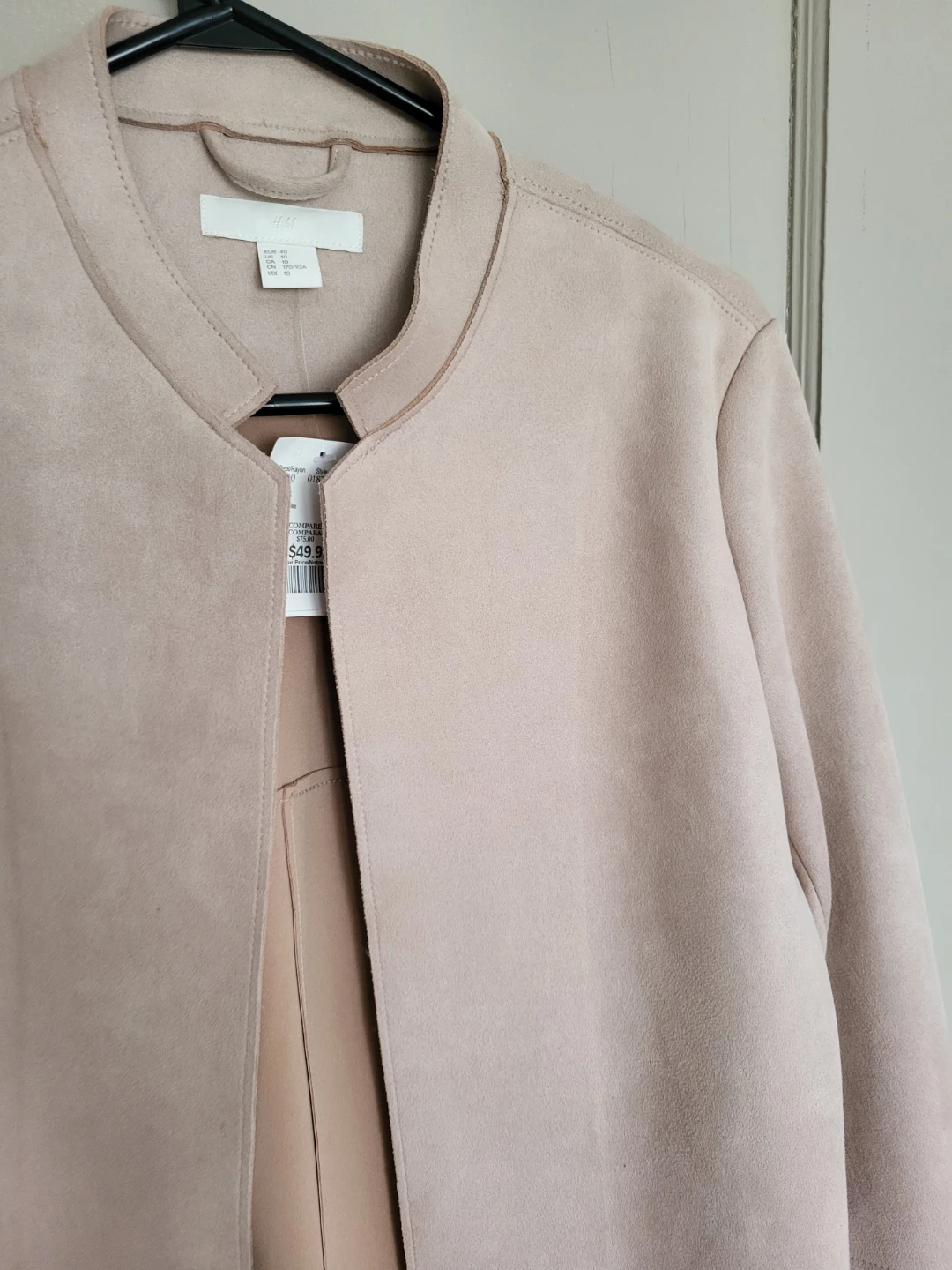 H&M Beige Suede-Look Collarless Jacket - photo 2