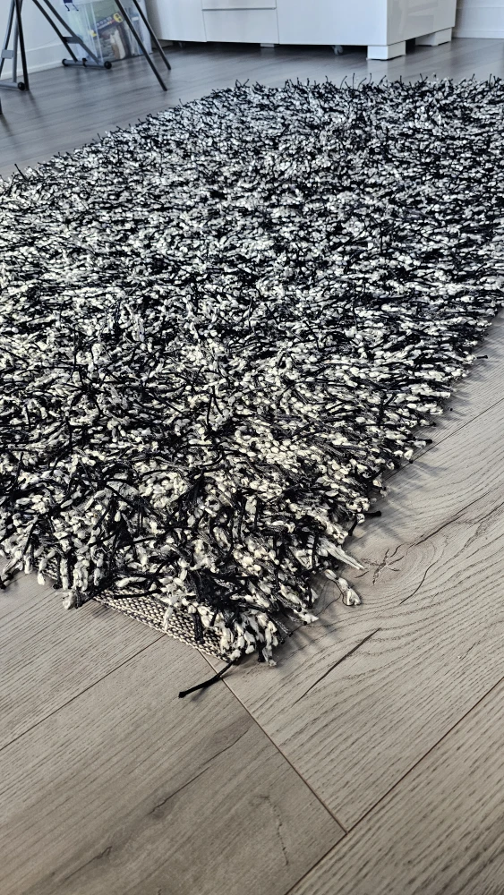 Modern Black & White Textured Shag Area Rug – Designer Style - photo 4