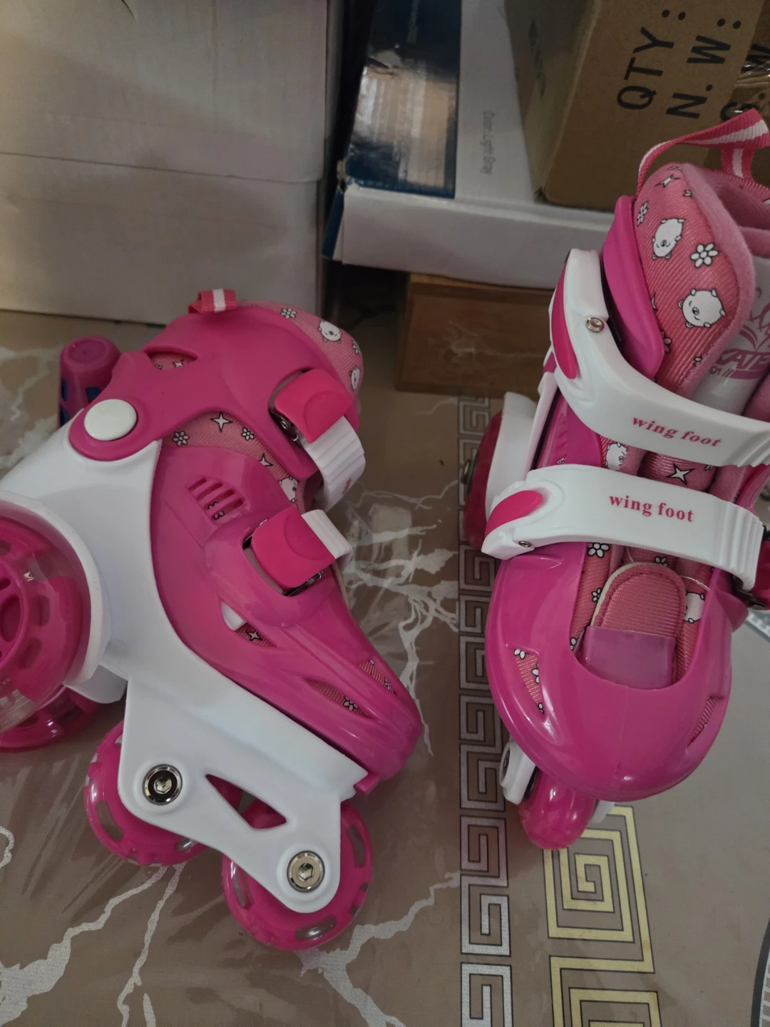 Pink Beginner Roller Skates for Kids