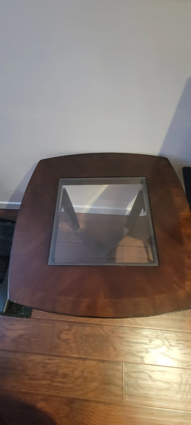 Wooden End Table with Glass Top - photo 2