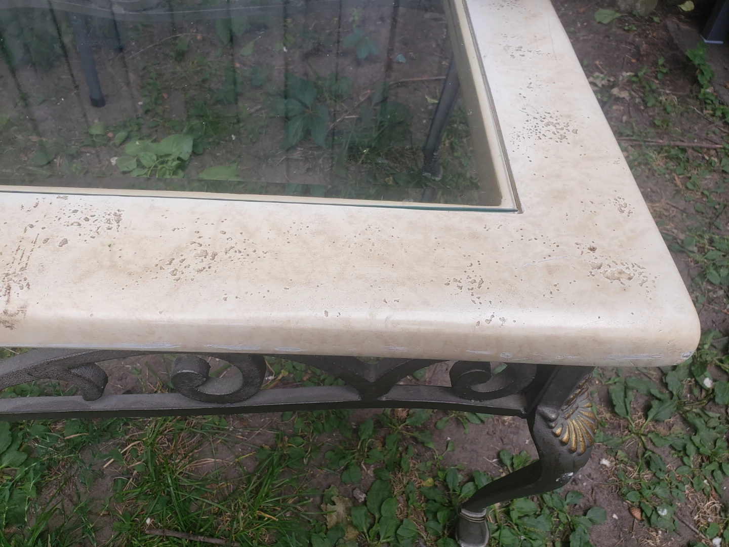 Antique Cast Iron with  Glass Top Coffee Table - photo 4