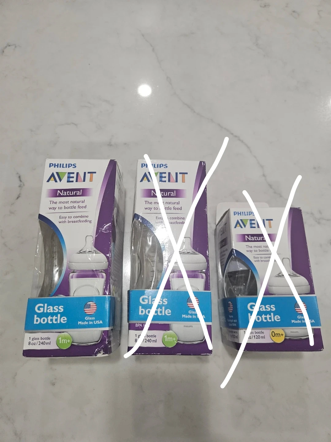 Philips Avent Natural Glass Bottles (8 oz. 240ml & 4oz. 120ml)