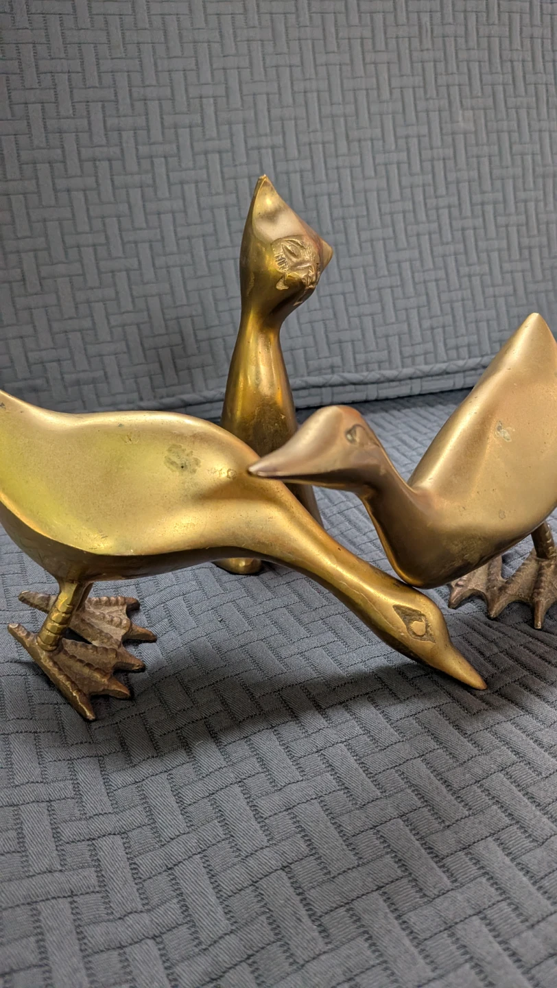 Collection Brass Duck and Cat Figurines - photo 2