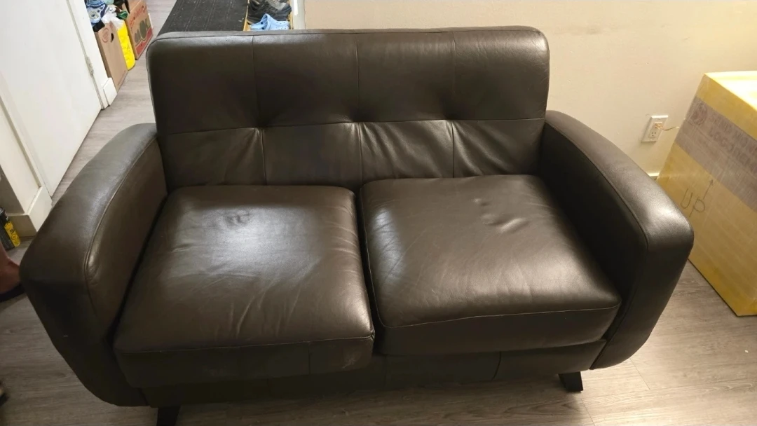 Dark Brown Faux Leather Loveseat Sofa (URGENT!!!)