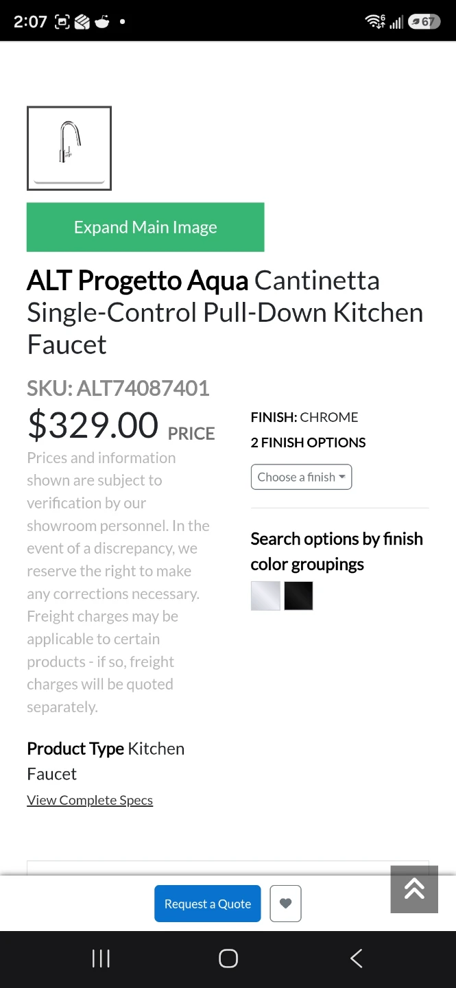 ALT Progetto Aqua Cantinetta Pull-Down Kitchen Faucet