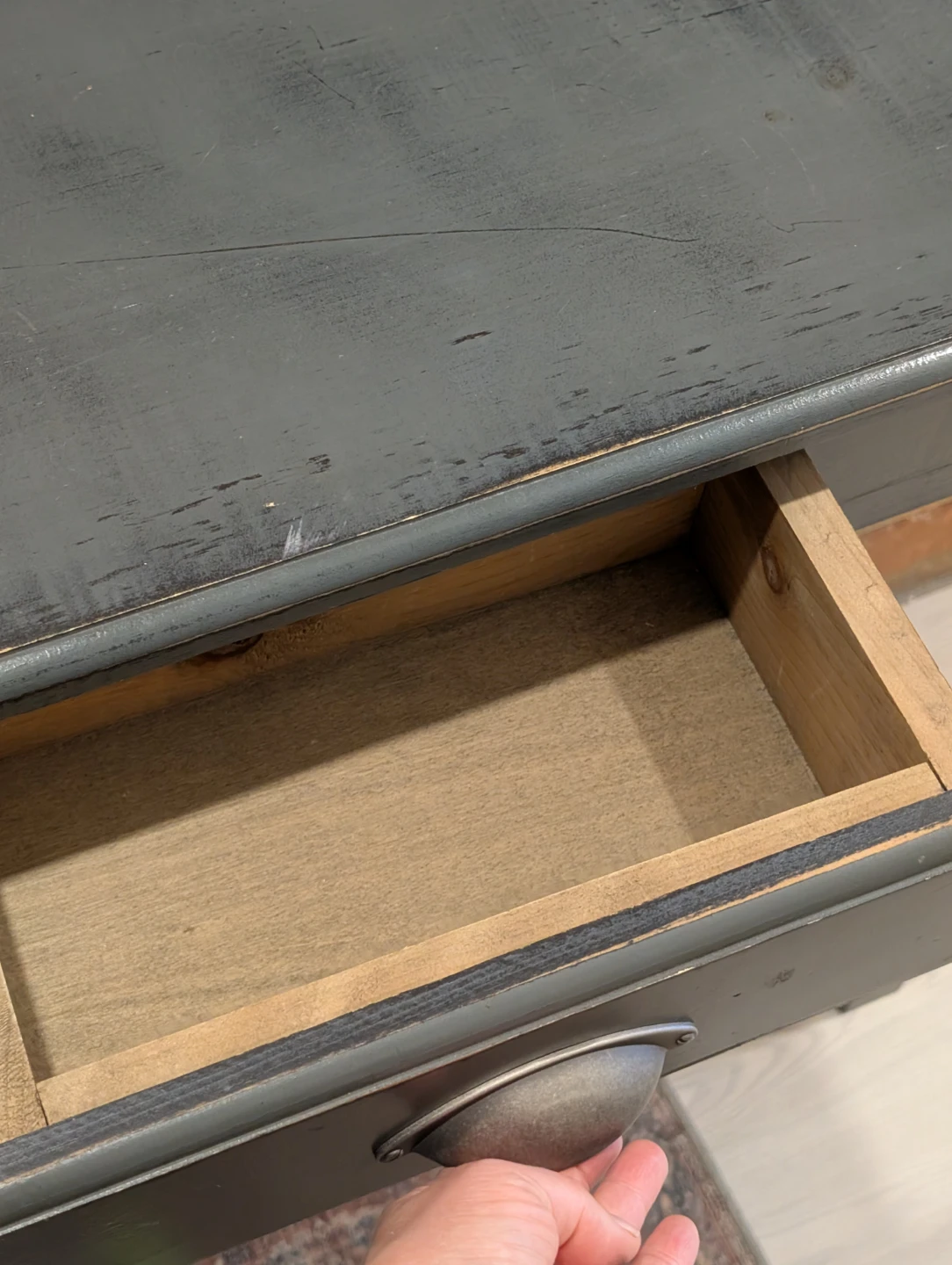 Solid wood Rustic Console Table with Drawer - photo 5