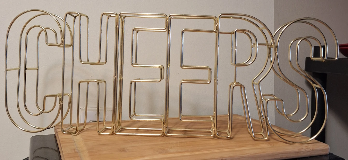 Gold Metal "Cheers" Wire Sign