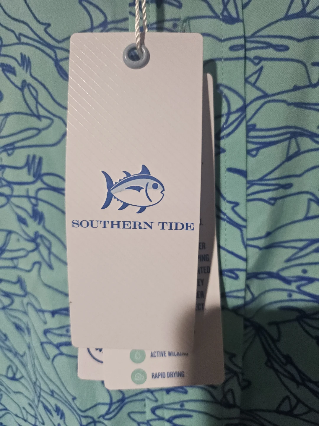 Southern Tide Short Sleeve Shirt - Shark Print - Size S - photo 4