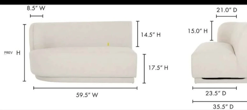 Yoon Chaise Left Sweet Cream - photo 2