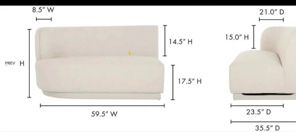 Yoon Chaise Left Sweet Cream - photo 2