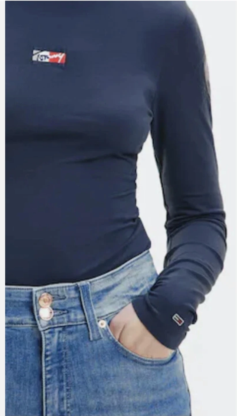 Tommy Jeans New Navy Long Sleeve Bodysuit Size Medium