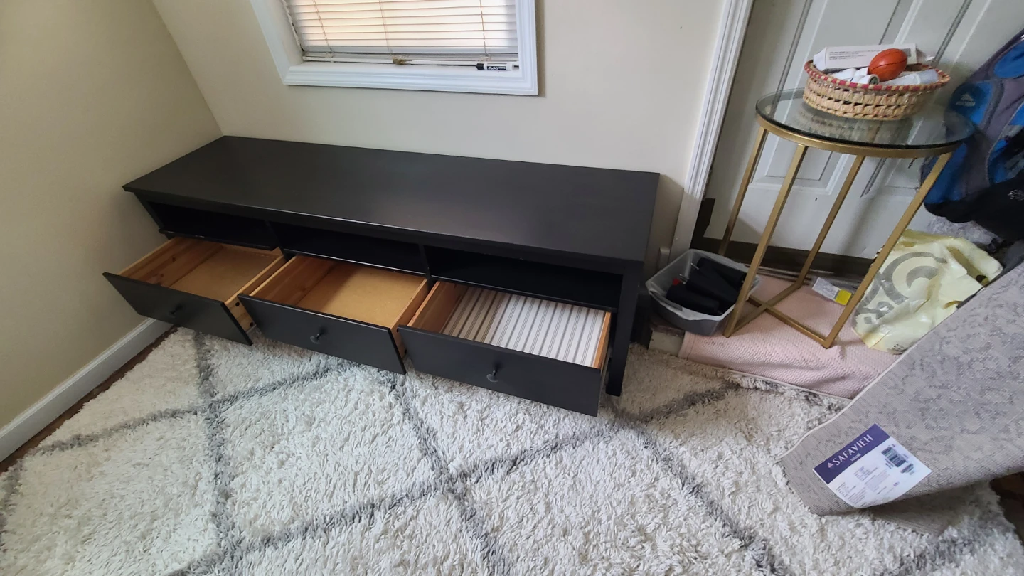 Dark Brown TV Stand with Drawers and Shelves - photo 4