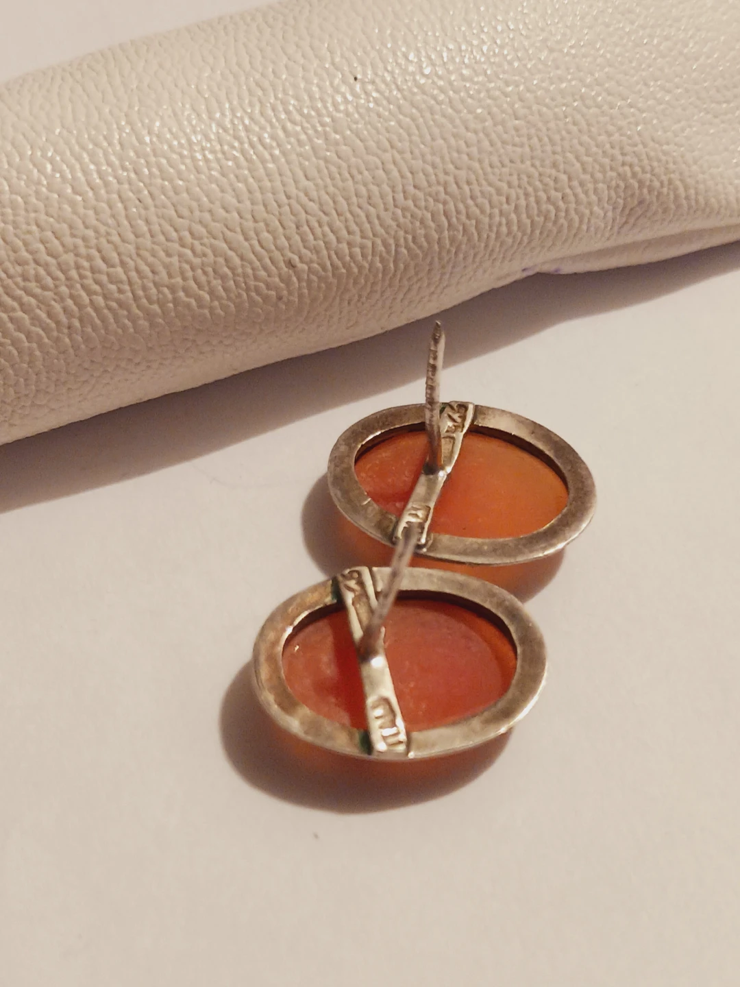 Antique Sterling Silver 925 Genuine Carved Cameo Stud Earrings - photo 4
