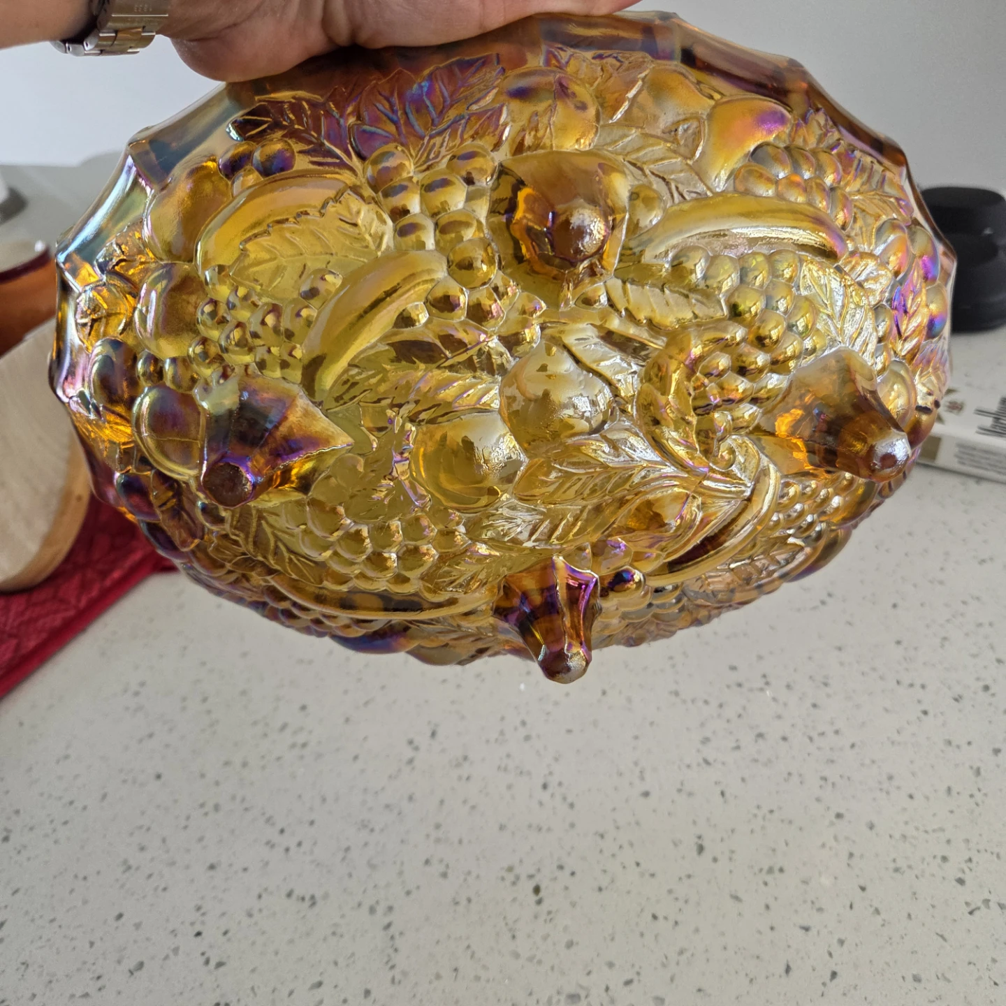 Iridescent Carnival Glass Fruit Bowl - photo 3
