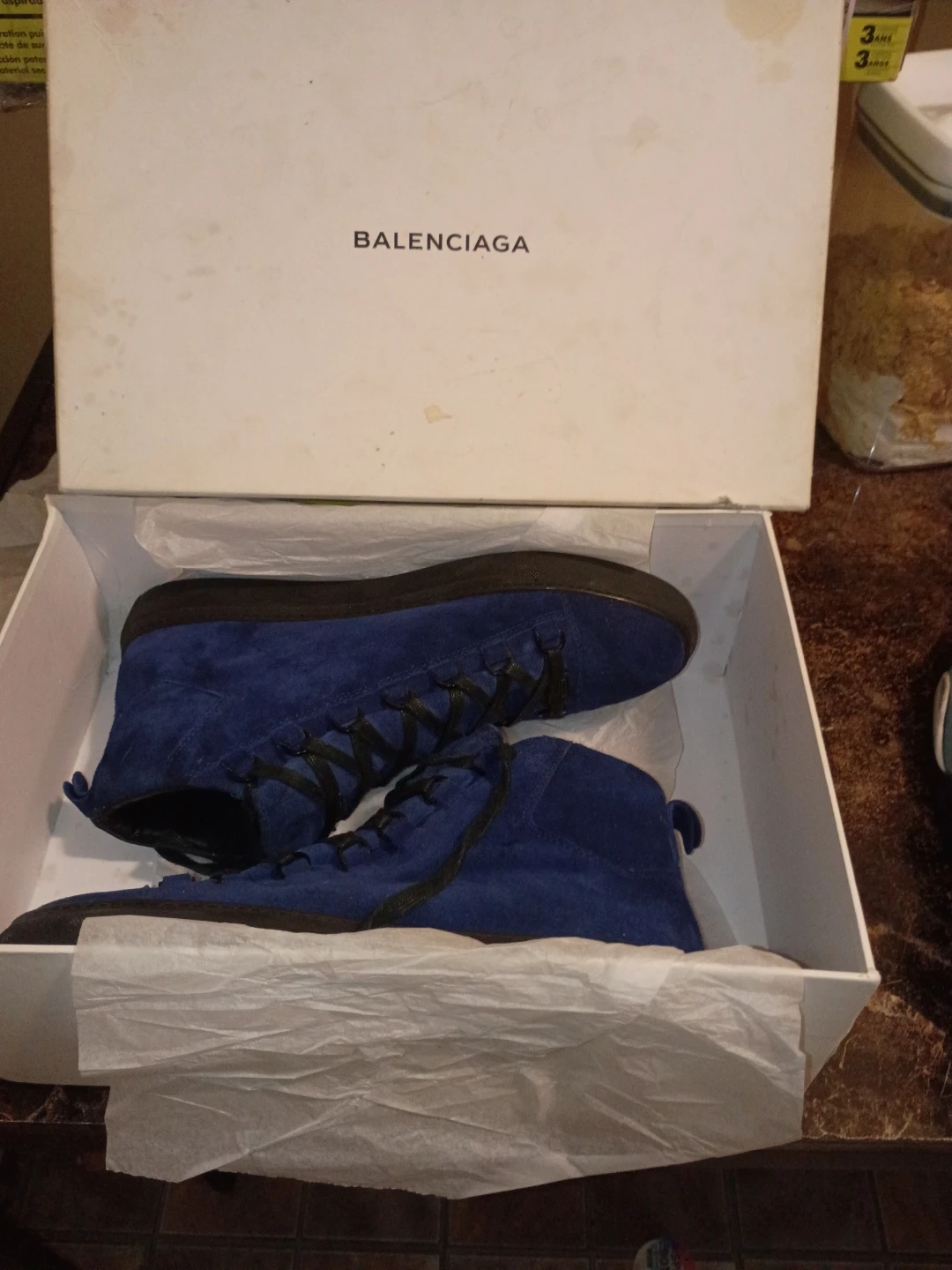 Balenciaga Blue Suede High-Top Sneakers