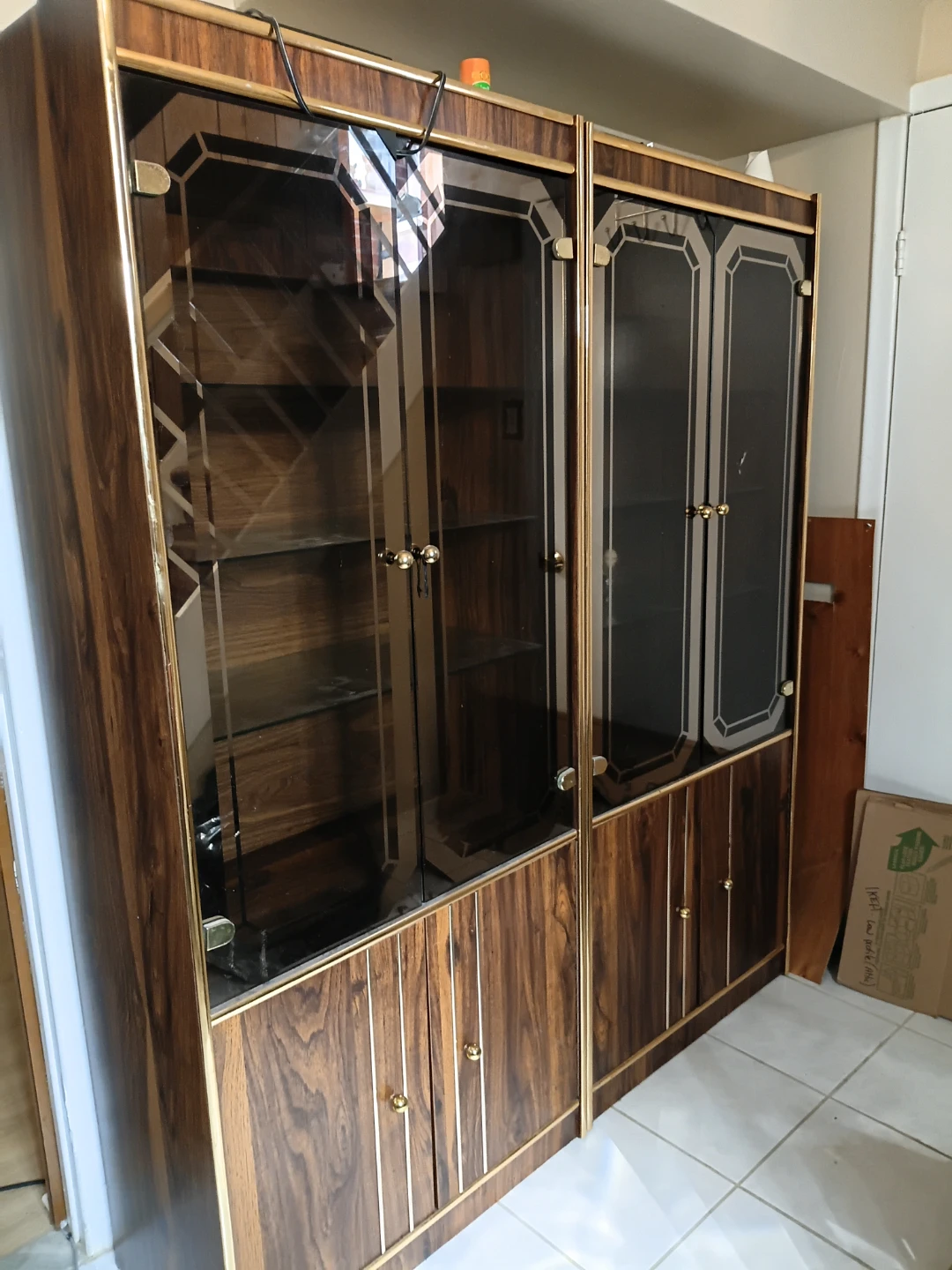Vintage Display Cabinet with Glass Doors