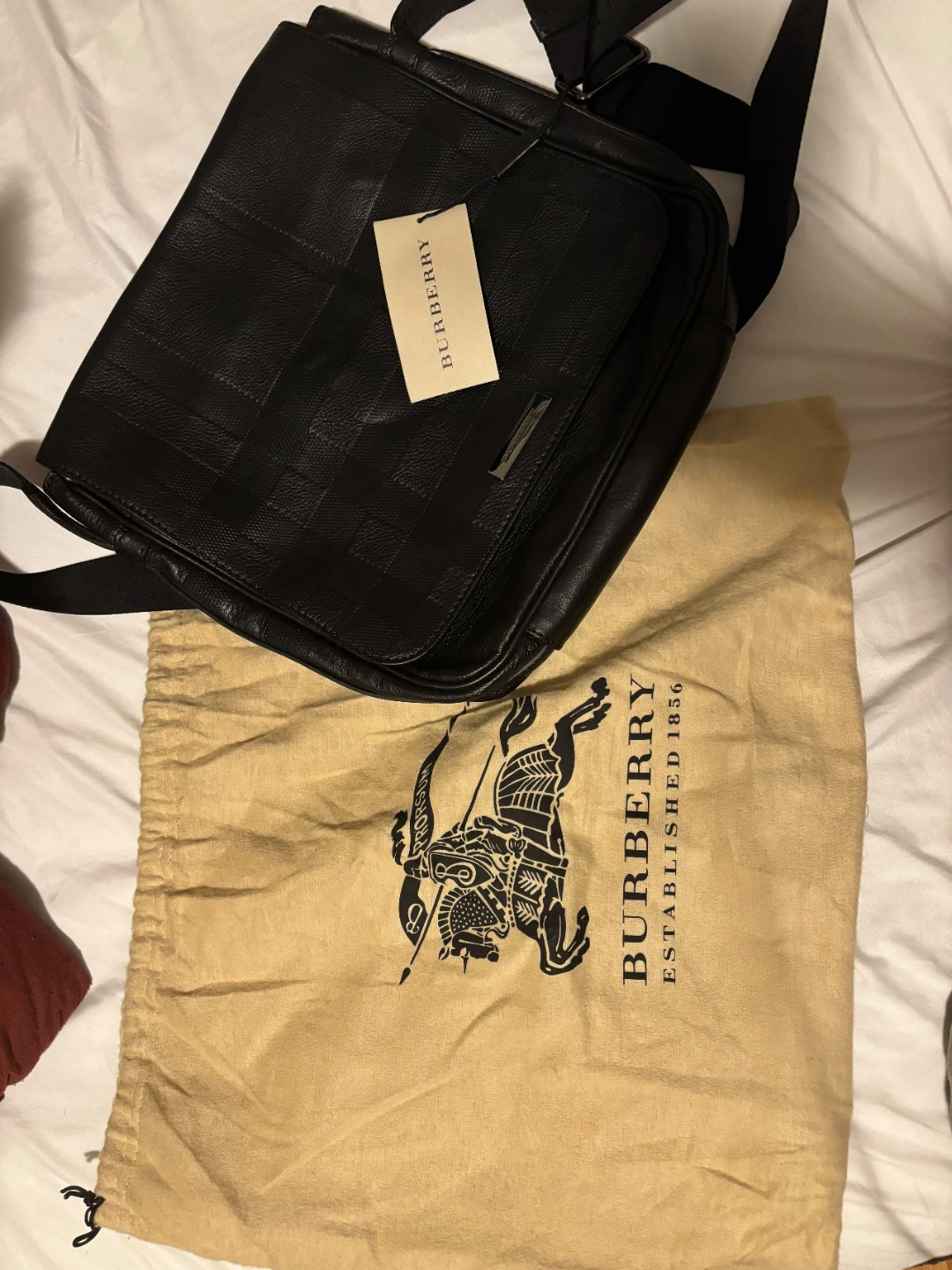 Burberry Black Leather Messenger Bag