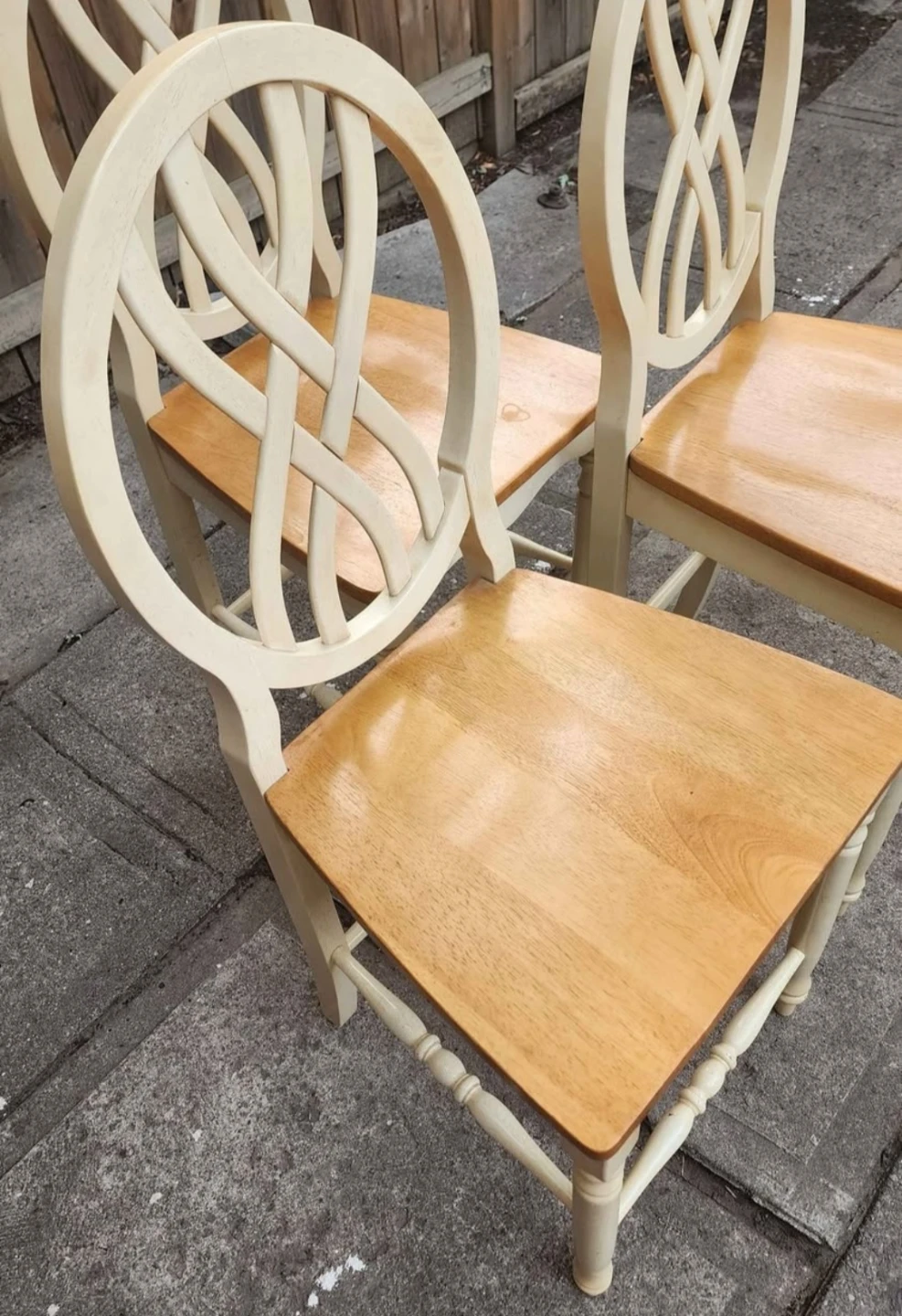 Counter Height 3 Cream and Wood Accent Chairs - photo 3