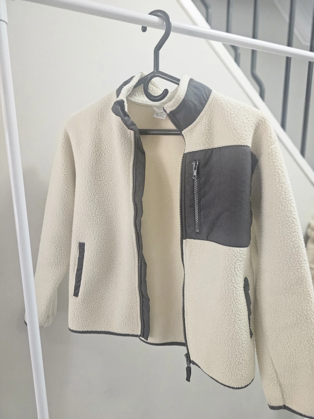 Cream and Grey Fleece Jacket