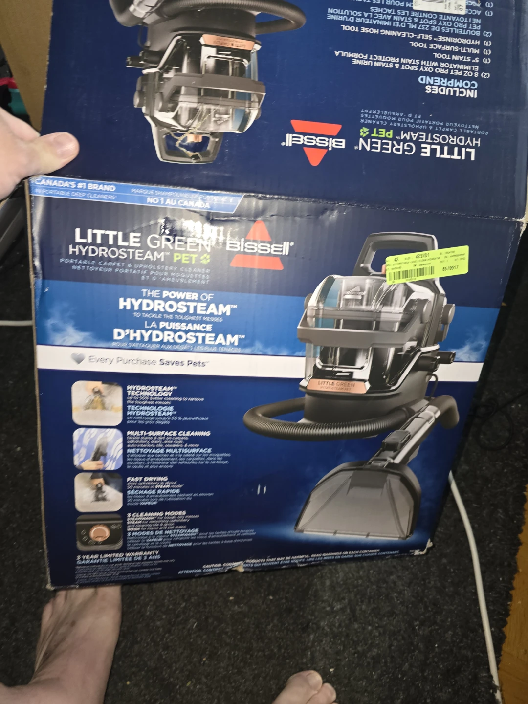 BISSELL Little Green HydroSteam Portable Spot & Stain Cleaner