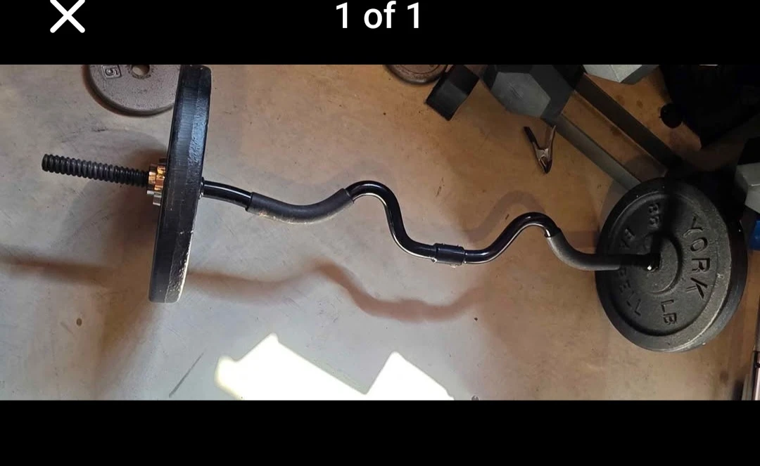 York Curl Bar with Weight Plates