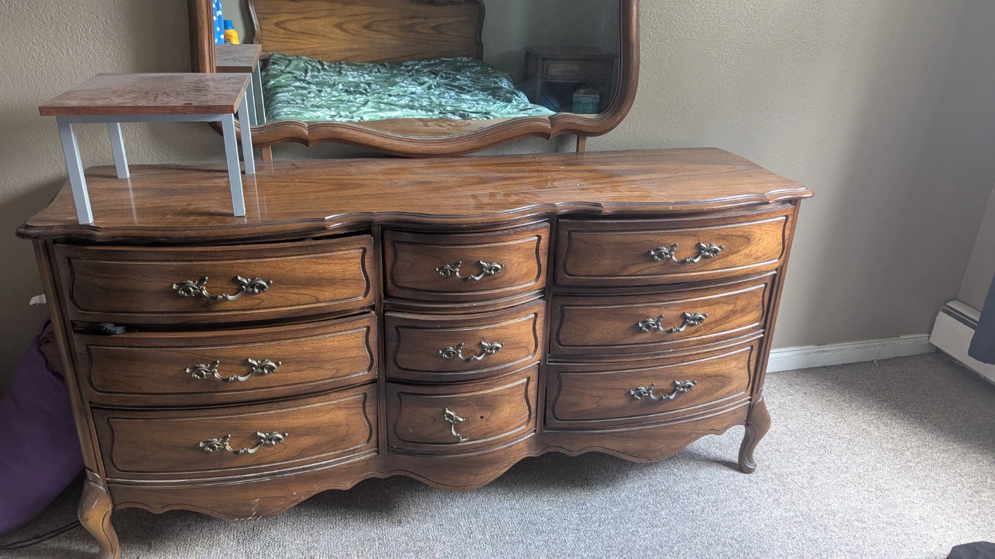 Vintage Wood Dresser with Mirror - photo 2