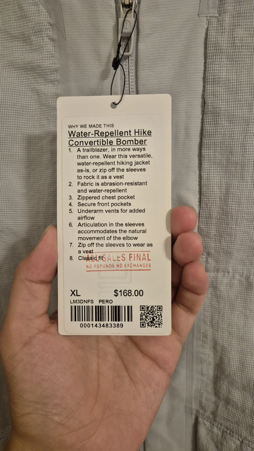 Lululemon Water-Repellent Hike Convertible Bomber Jacket XL - photo 4