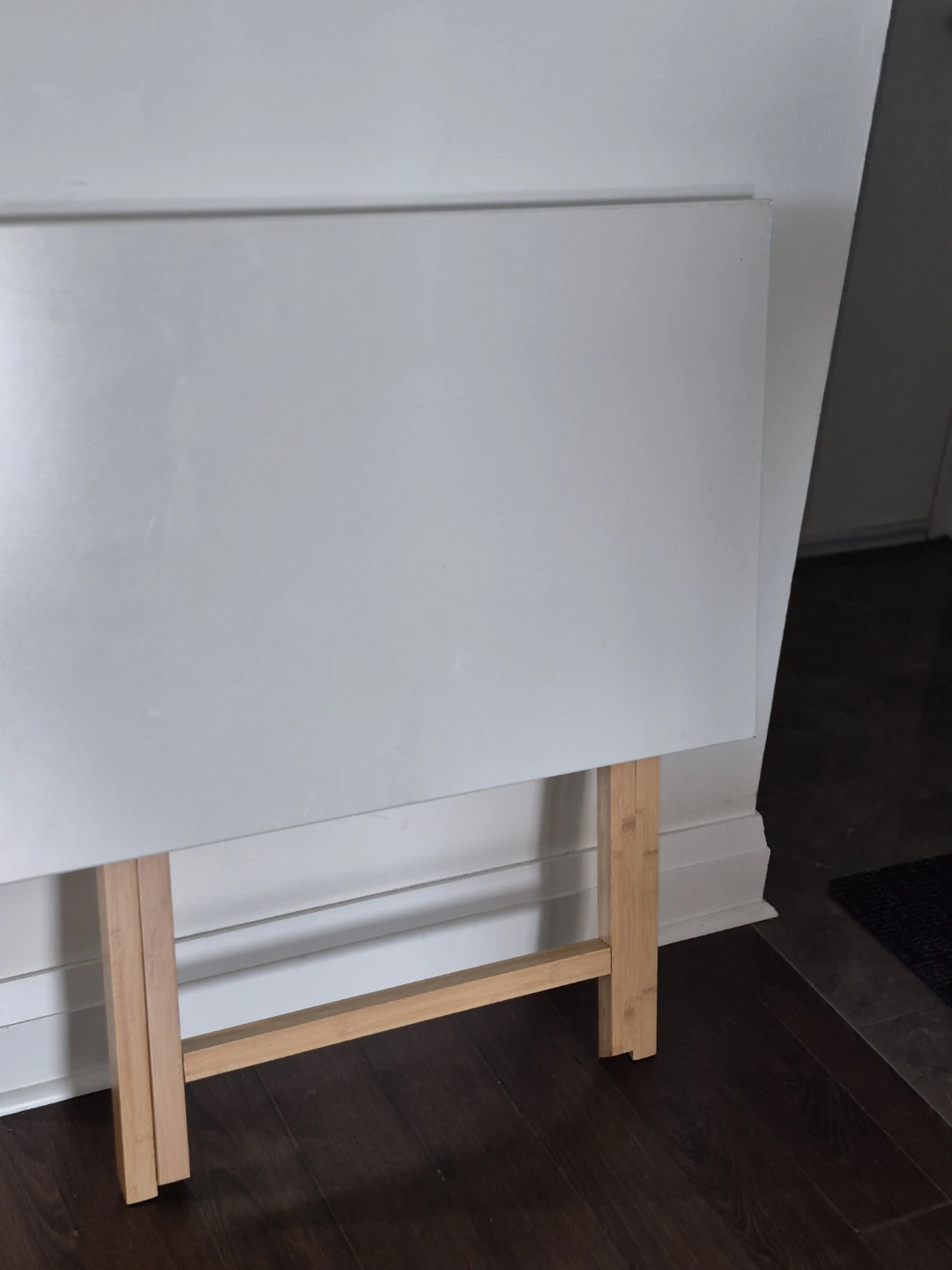 White Folding Table with Bamboo Frame - photo 3