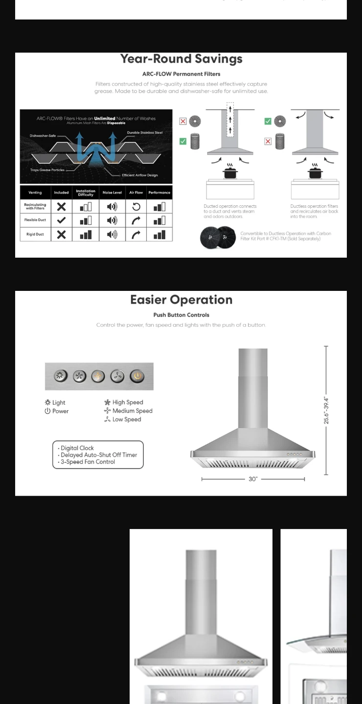 Cosmo 30 in. Vista Coll 380 CFM Range Hood - photo 5