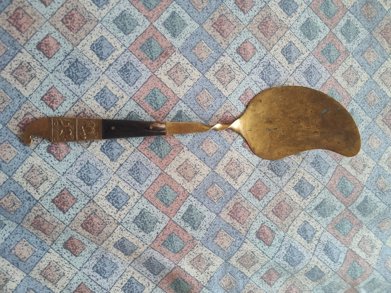 Vintage Siam Thai Bronze Brass Flatware Serving Spoon