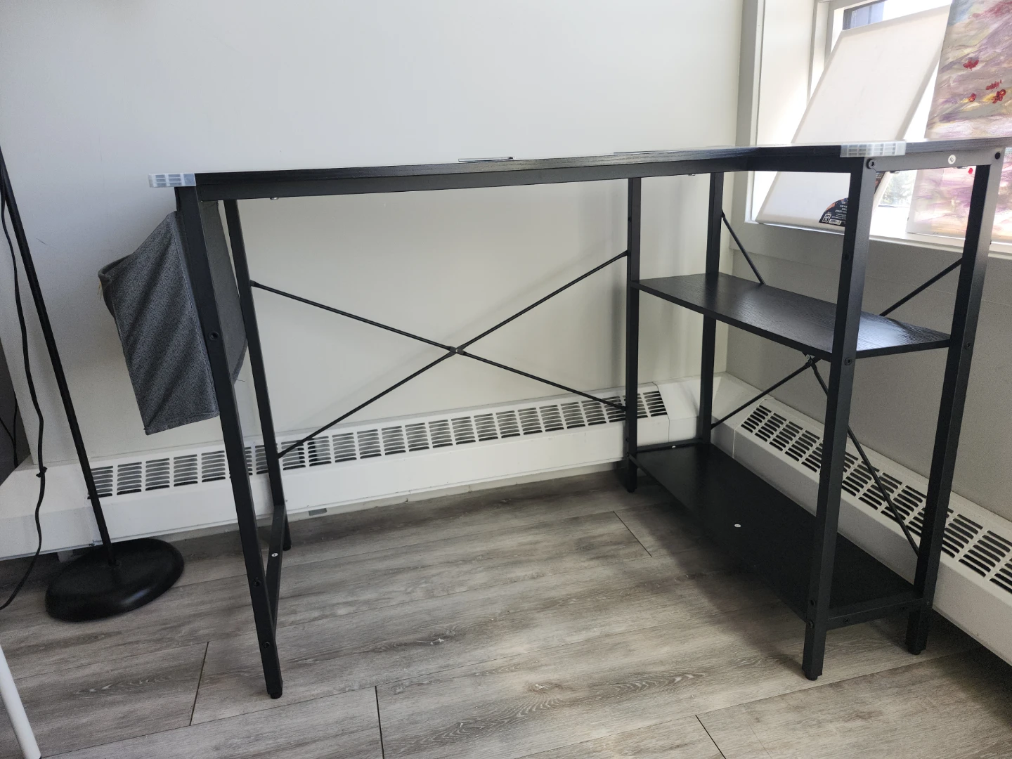 Black L-Shaped Computer Desk with Shelves - photo 2