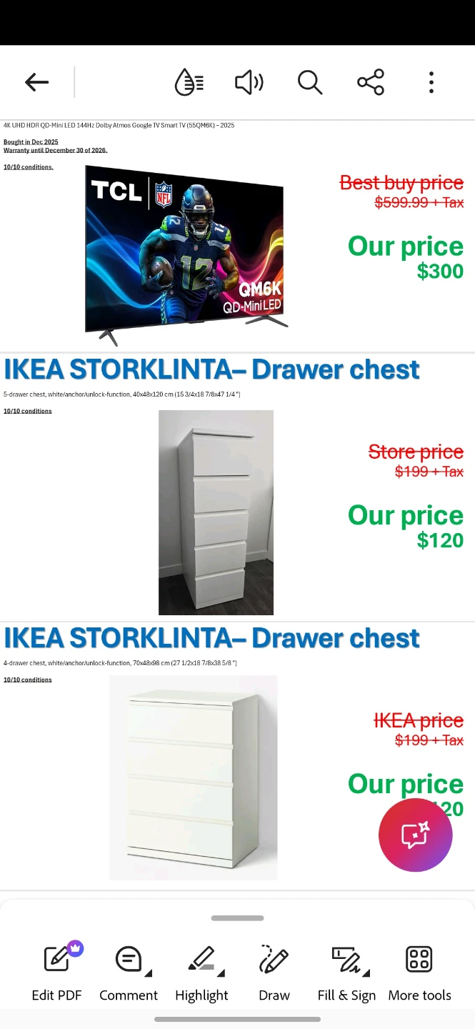 Moving sale