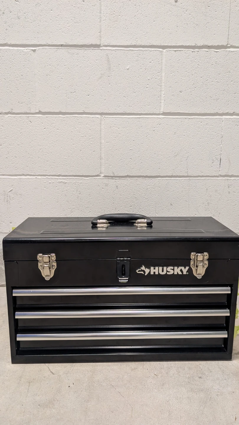 Husky 20-inch 3-Drawer Metal Portable Tool Box with Tray