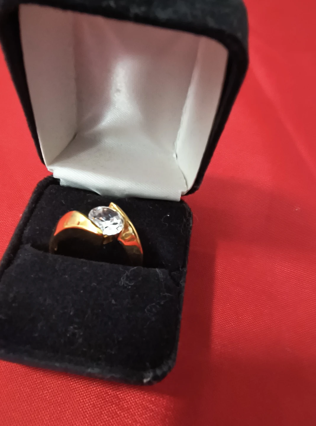 Gold-toned bypass ring with clear stone - photo 2