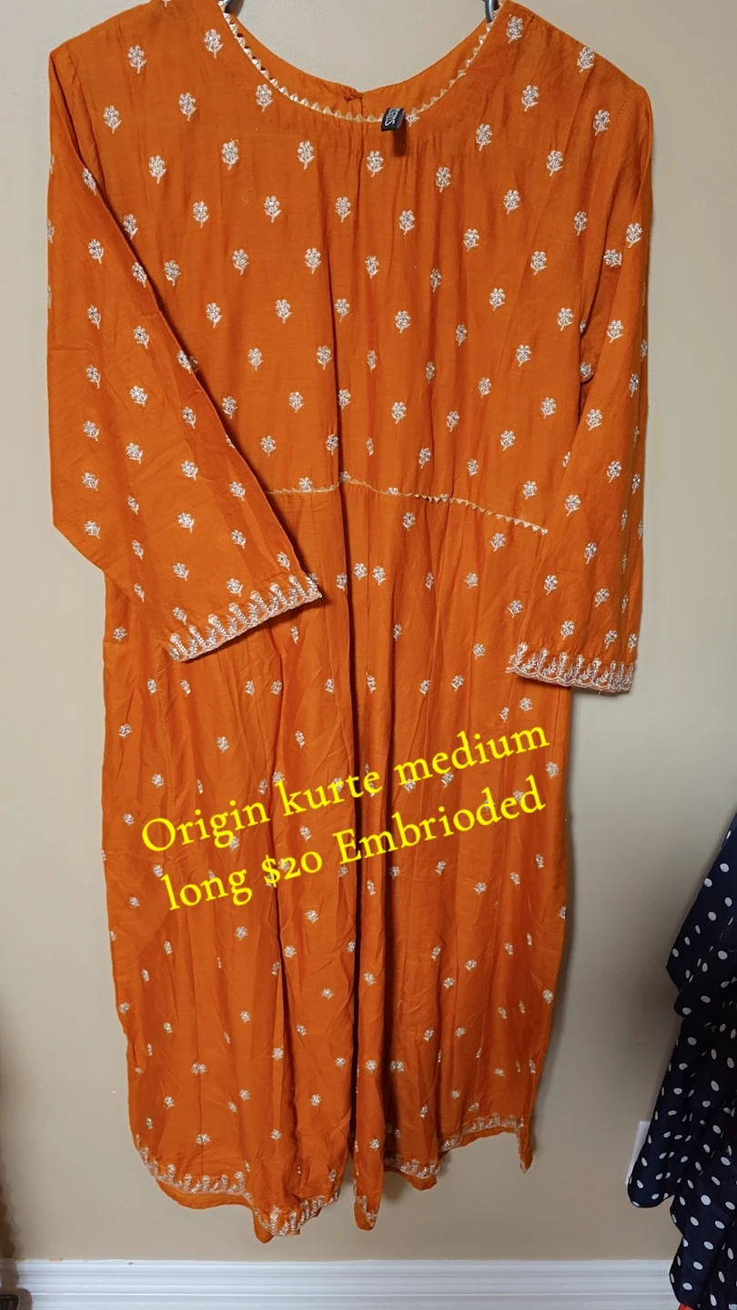 Orange Embroidered Kurte - Medium