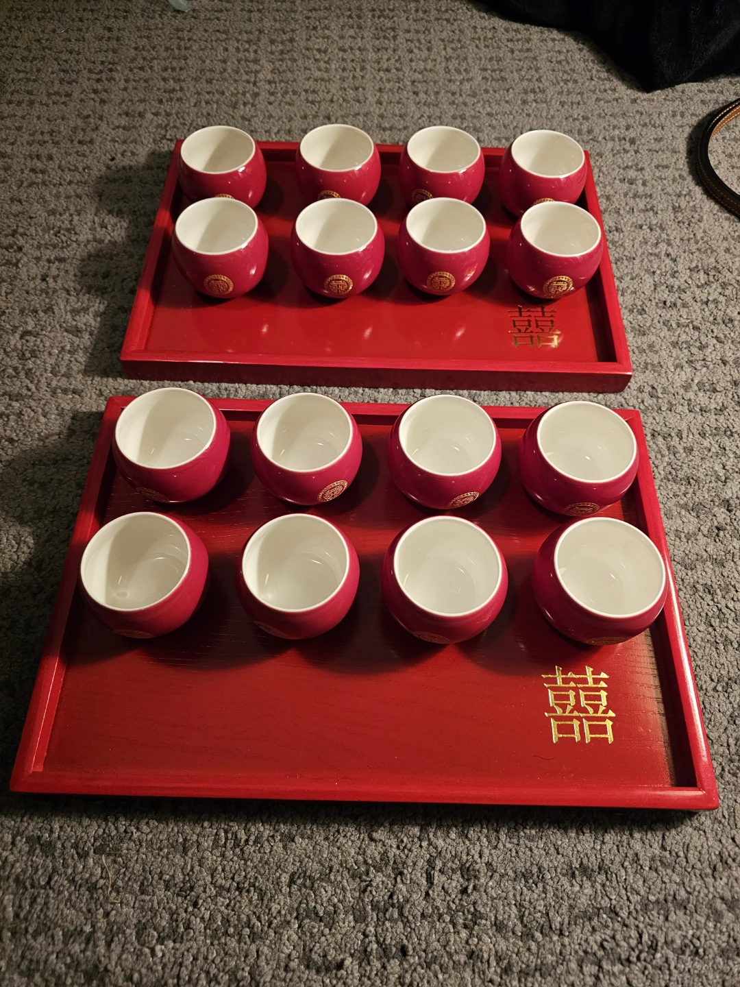 Chinese Wedding Tea Ceremony Red Traditional Porcelain Cups