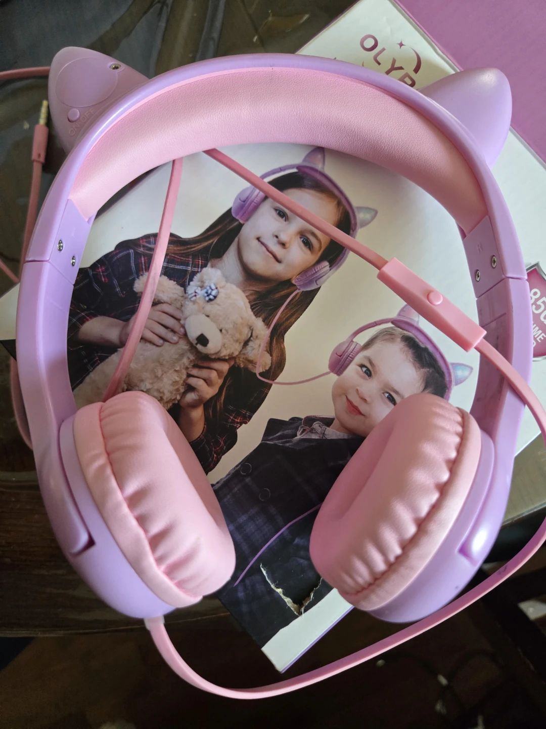 OLYRE Kids Glowing Cat Ear Headphones