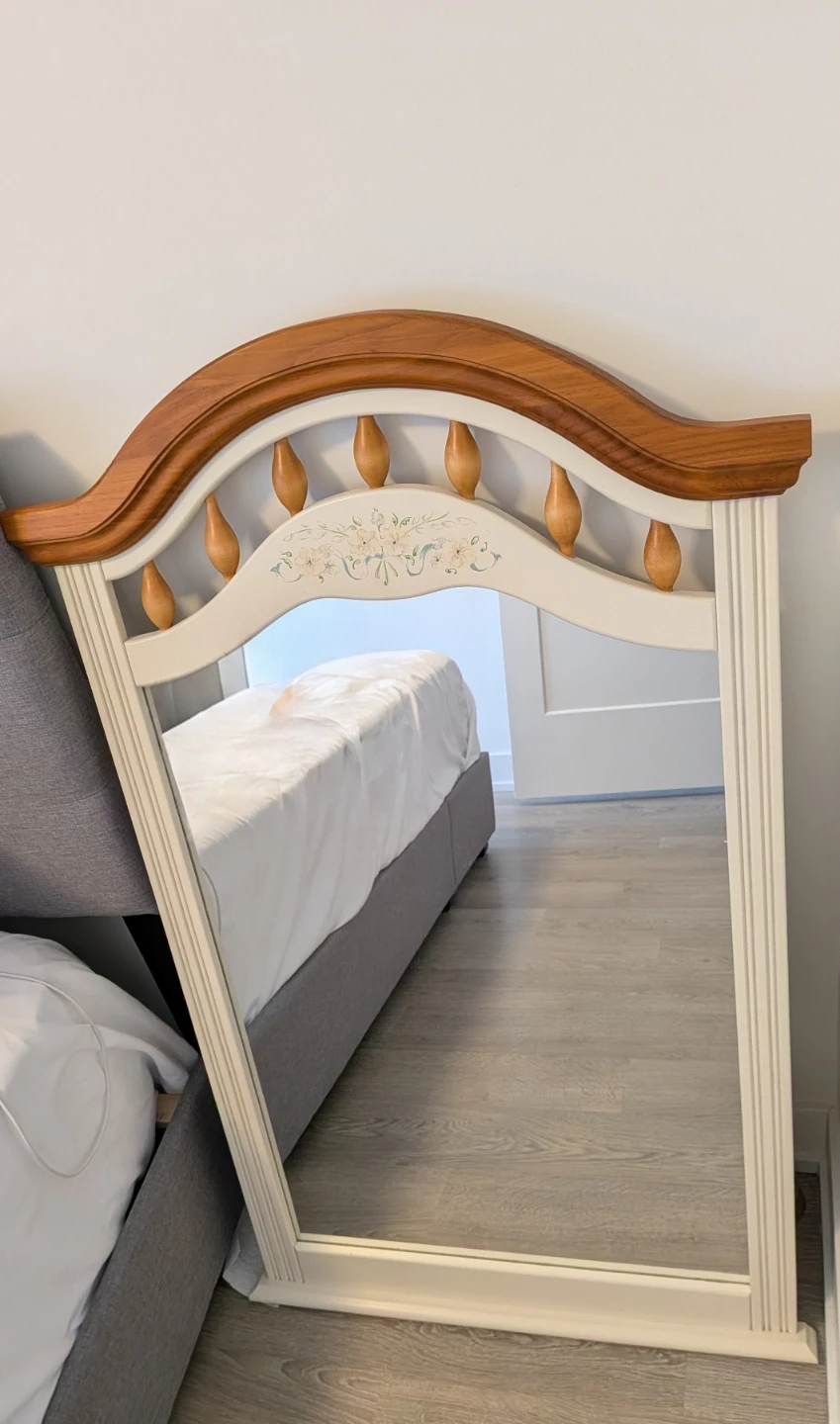 Vintage Decorative Mirror with Floral Accents - 100% Wood