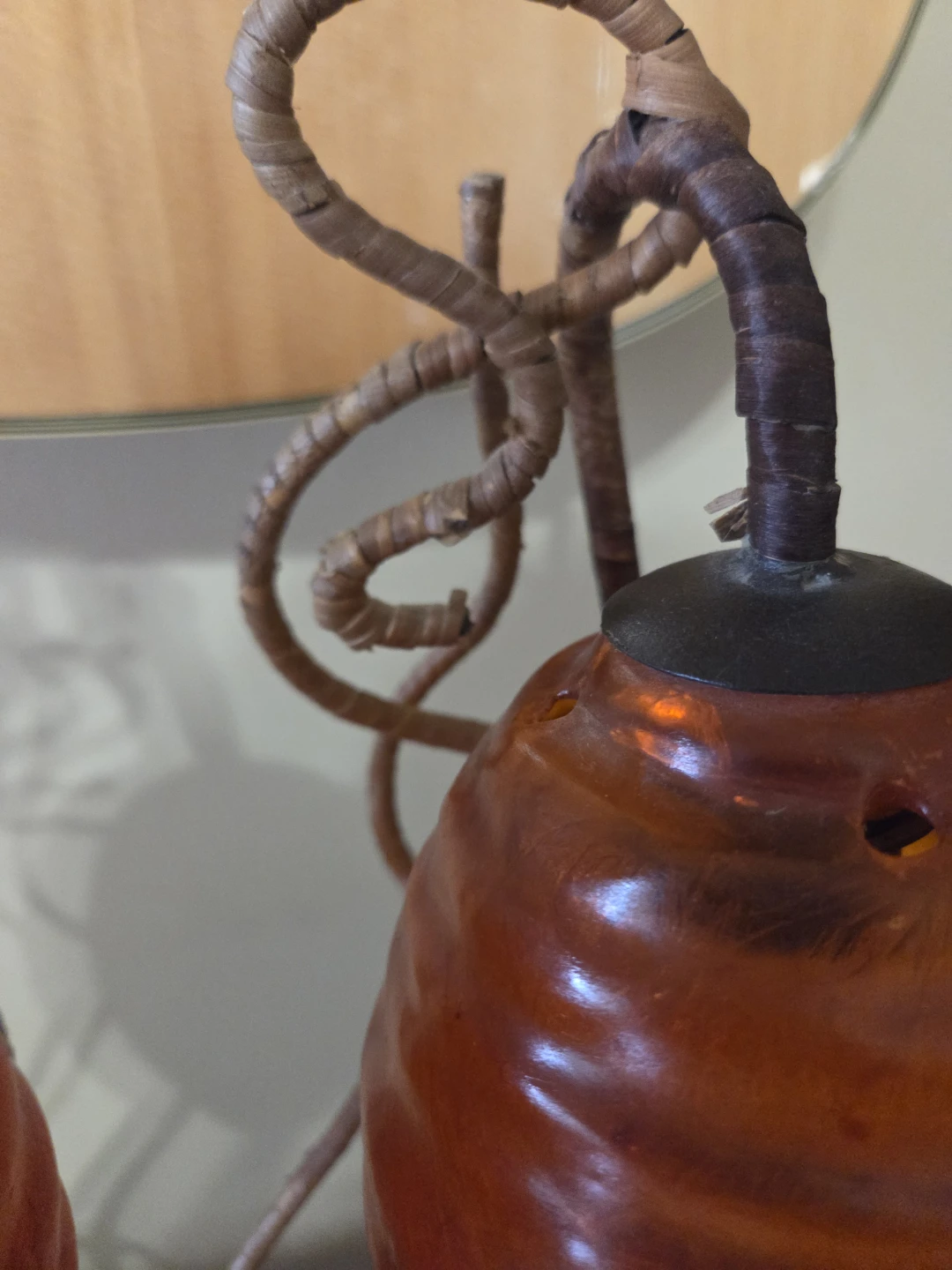 VINTAGE Wrapped Metal Beehive Lamps - photo 2