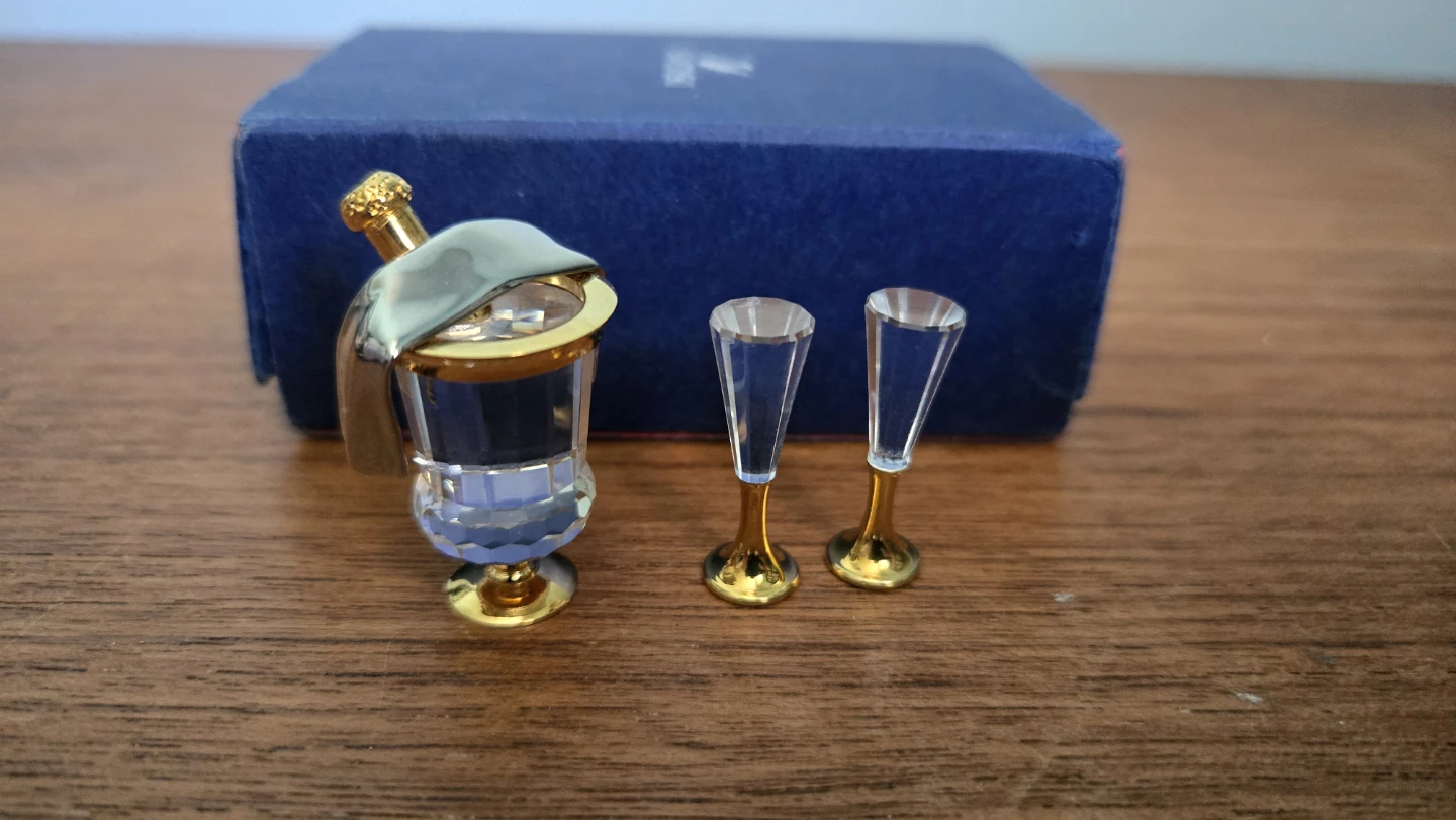 Swarovski Crystal Champagne Bottle and Glasses Set