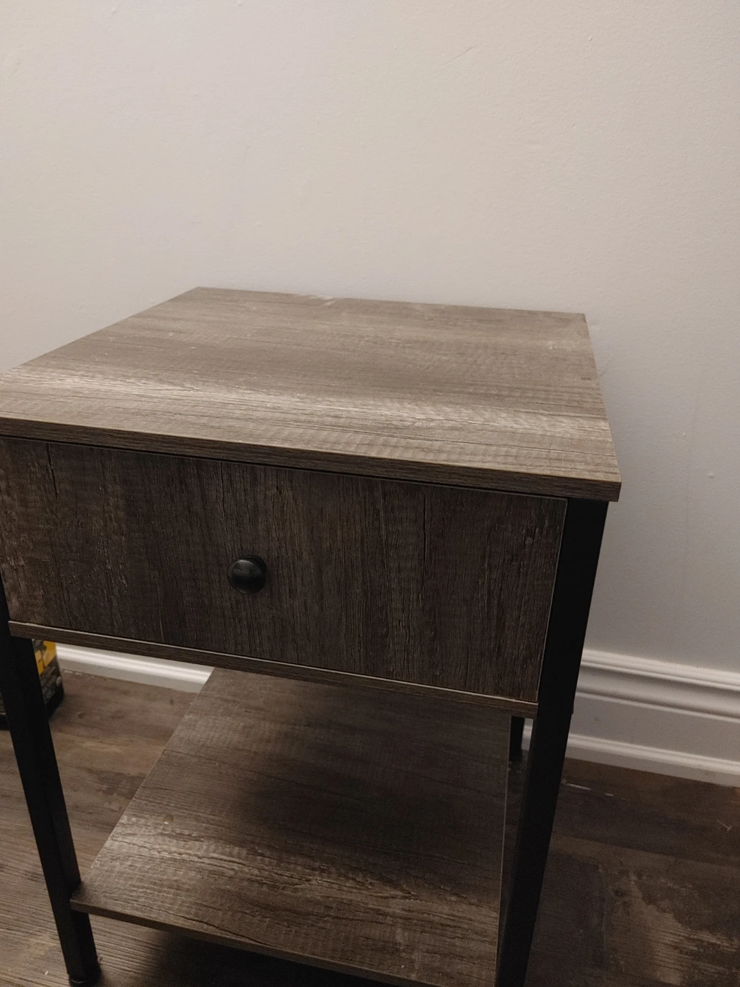 Wooden Nightstand with Drawer and Shelf