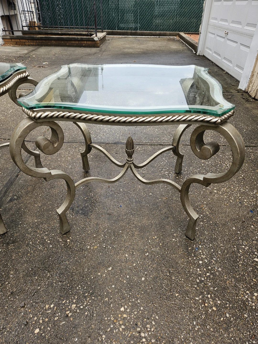 2 beautiful iron and glasstop end tables - photo 2