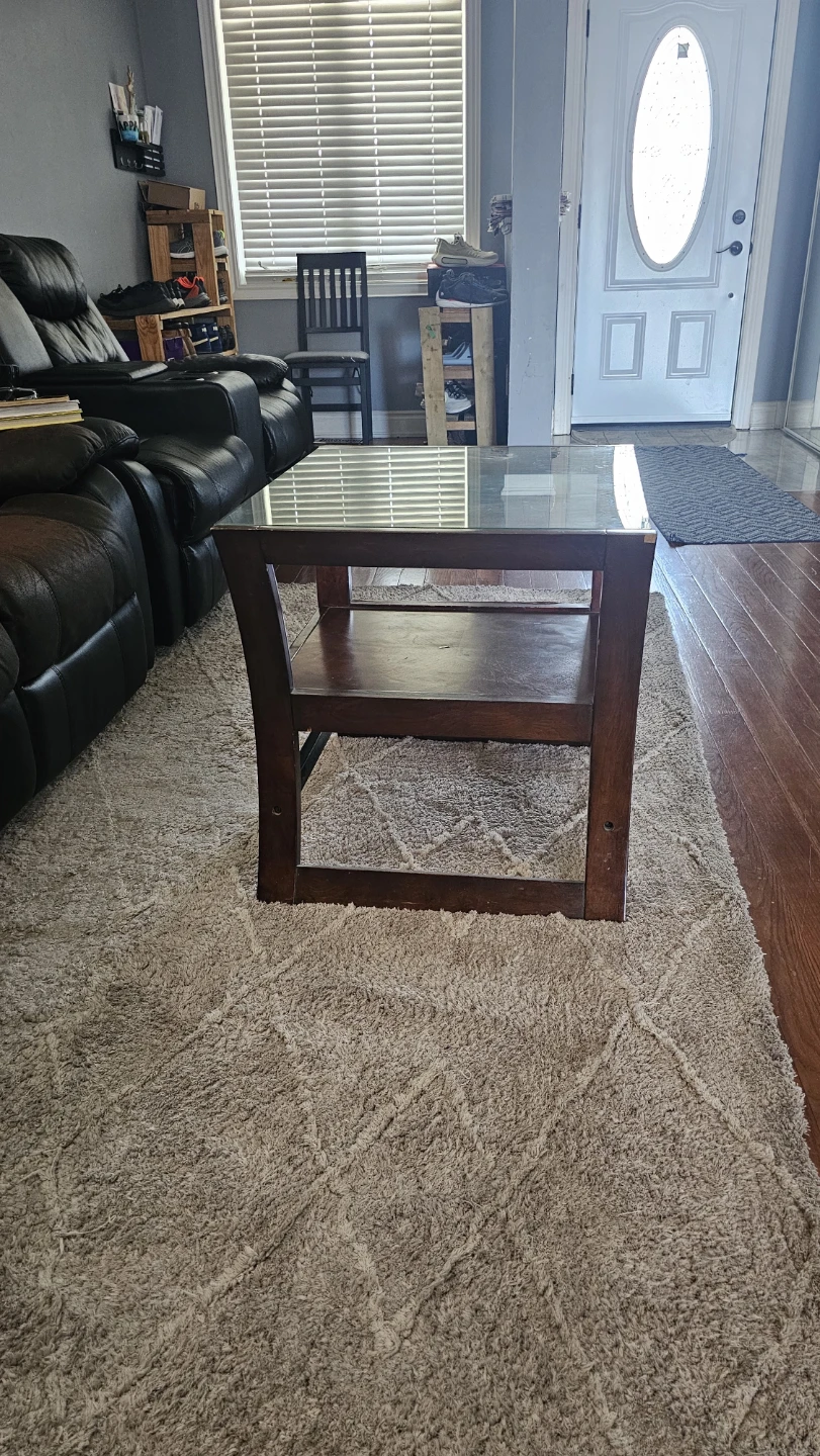Glass top wood end coffee  table - photo 3