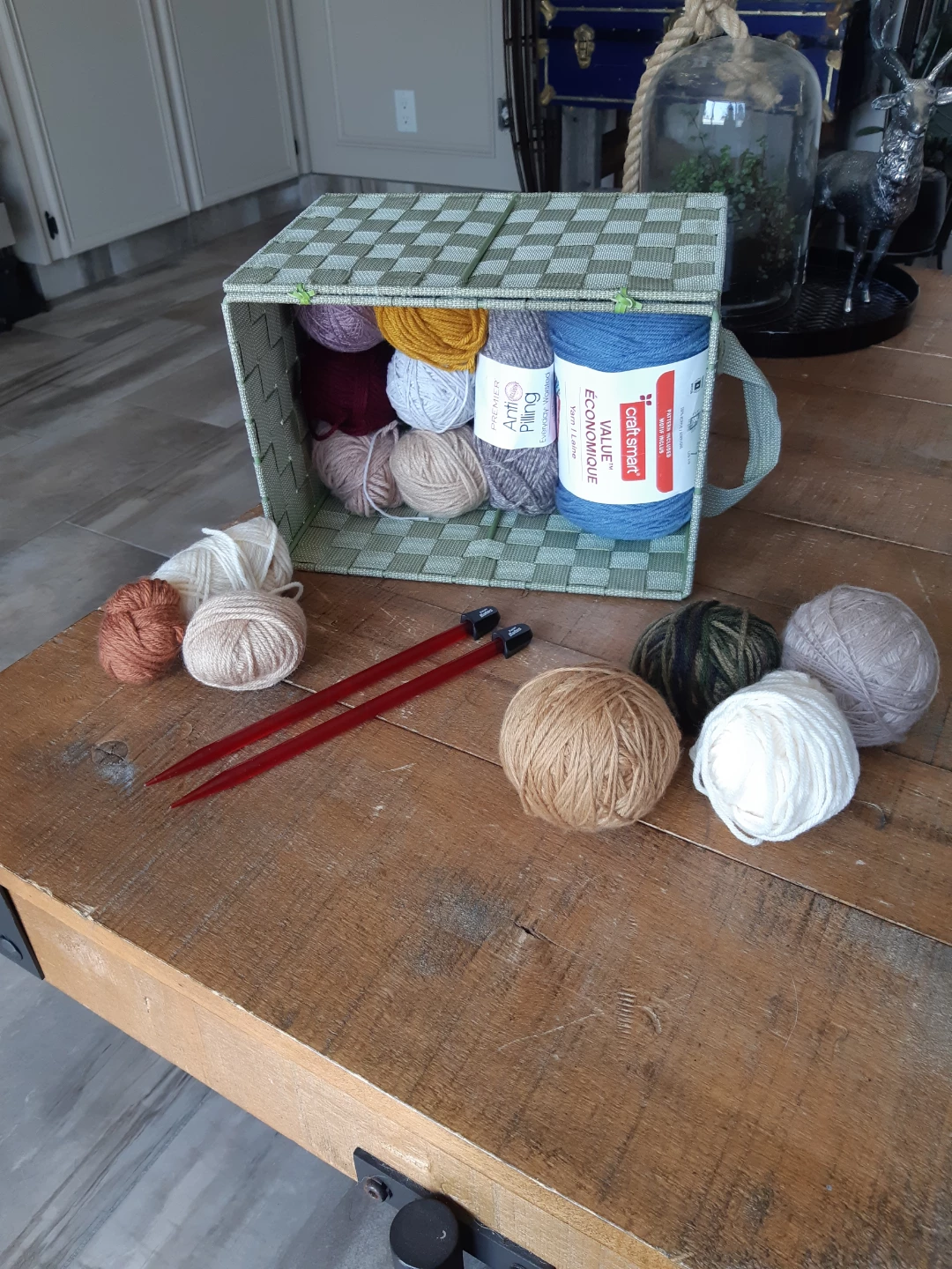 Yarn and knitting needles basket bundle - photo 2