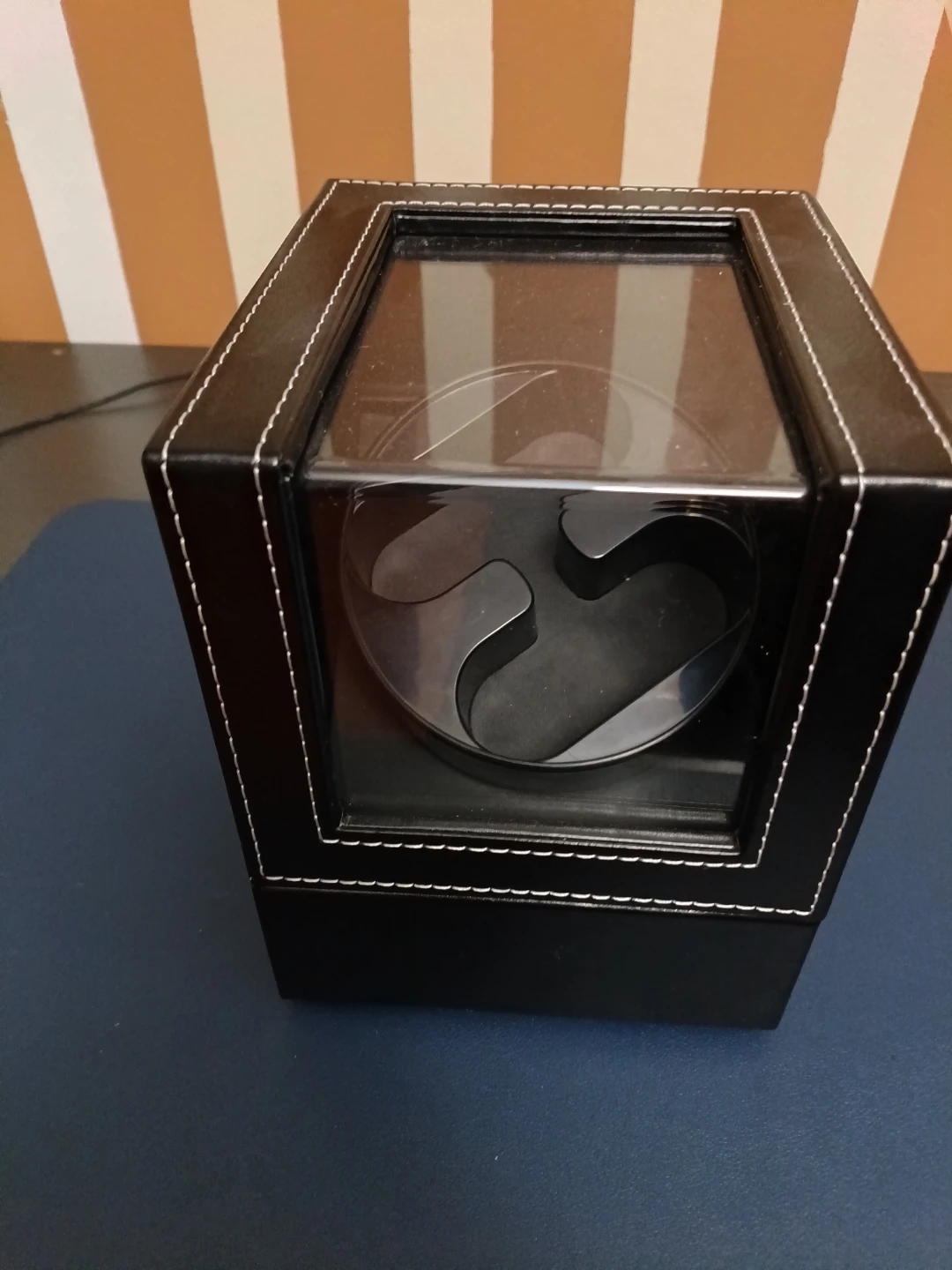 Black Leather Dual Watch Winder Box