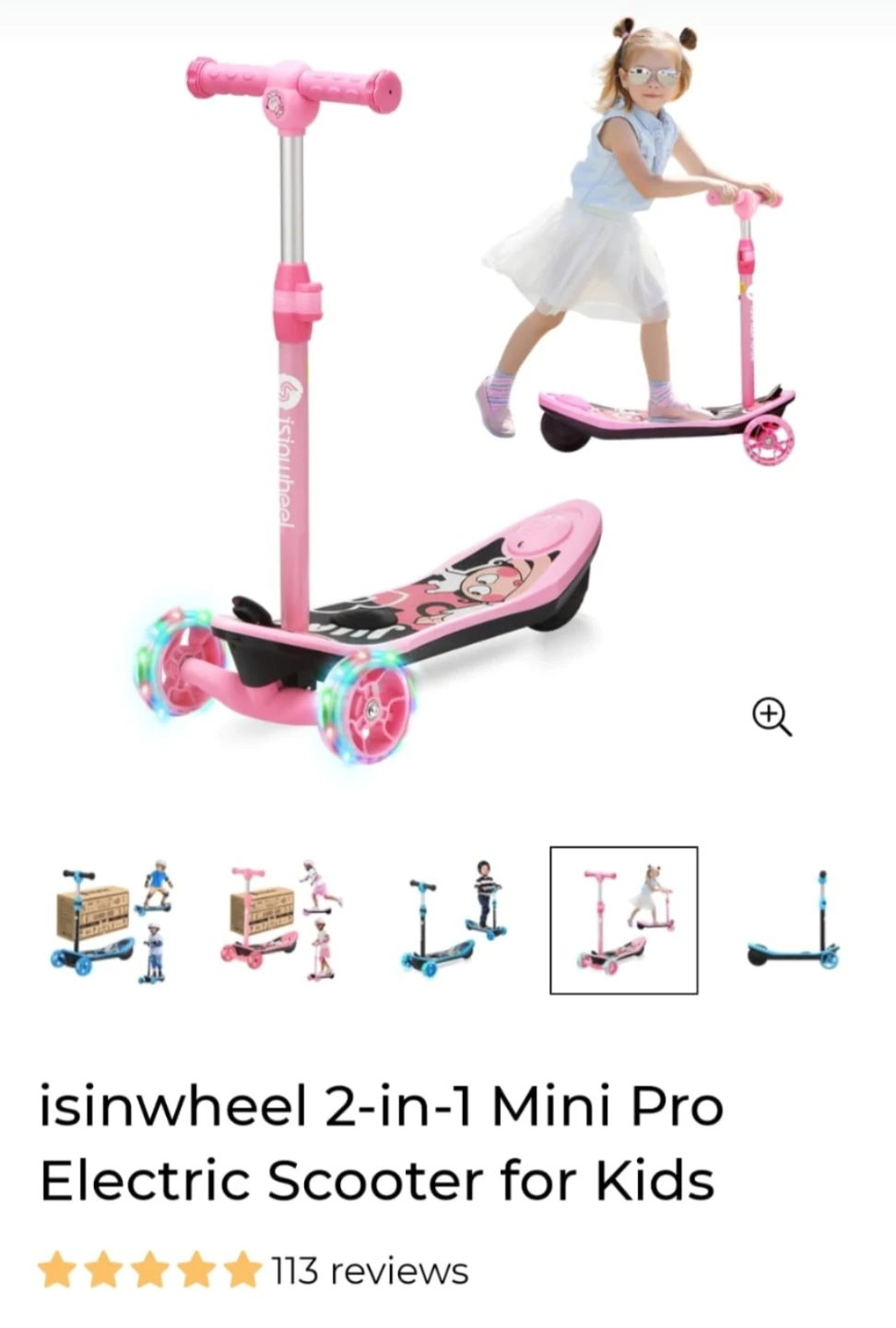 Isinwheel 2-in-1 Electric Scooter for Kids