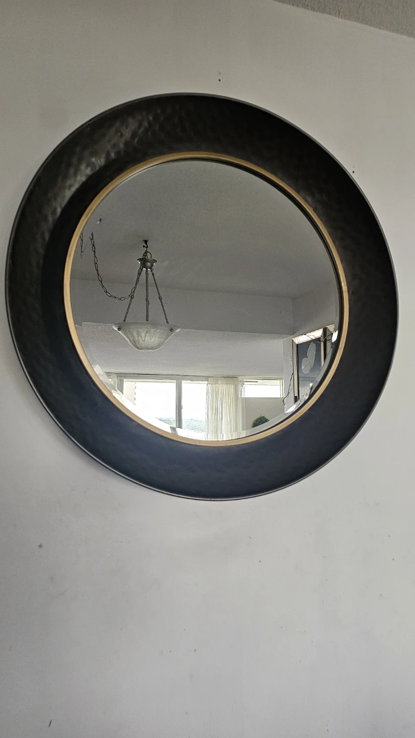 Round Wall Mirror with Textured Frame - photo 2