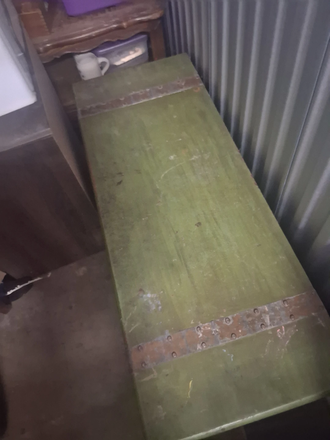 Vintage Green Cedar Chest Trunk