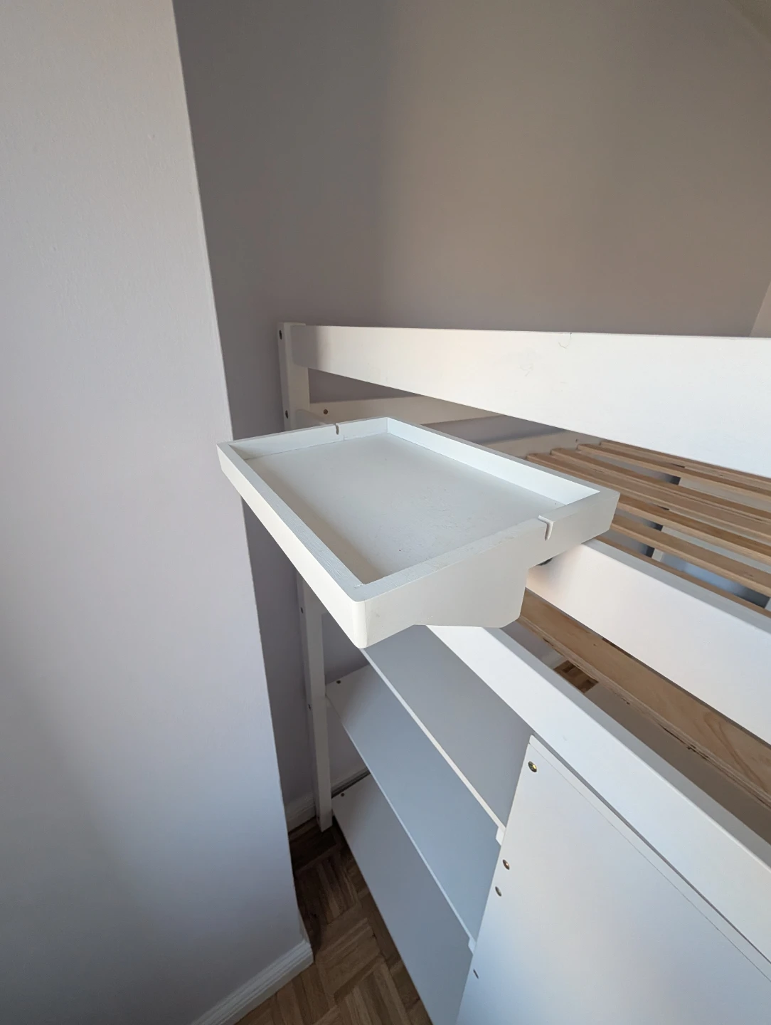 White Loft Bed with Stairs and Storage - photo 4