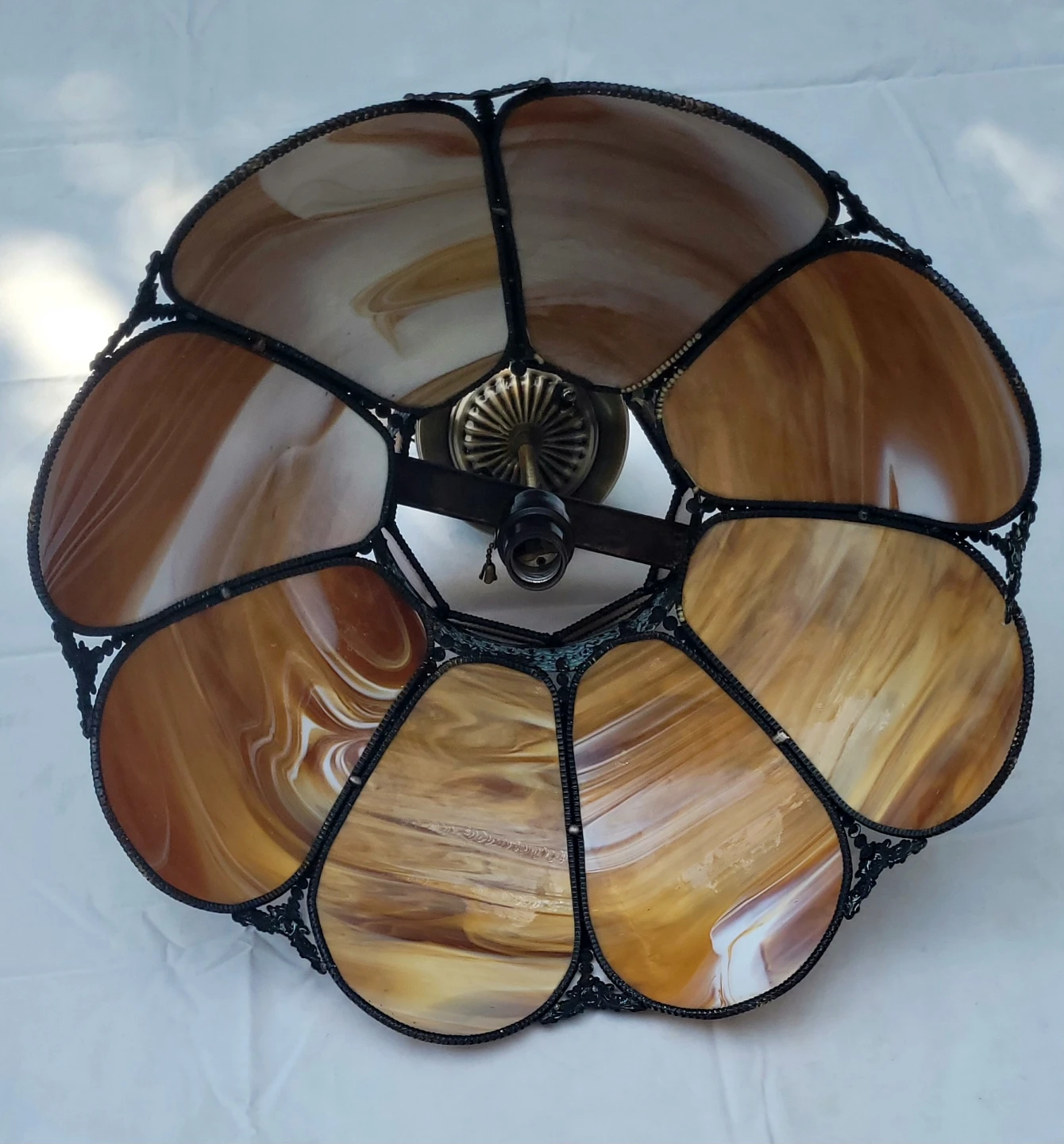 Vintage Slag Glass Tulip Pendant Light - photo 4